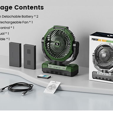 Ventilador recargable portátil FRIZCOL 24000mAh (Hasta 60Hrs uso continuo) Luz LED y mando a distancia, POWER BANK Nuevo - 2/10