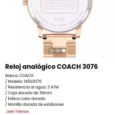 Reloj analógico COACH 3076. Nuevo - Img 102661072