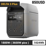EcoFlow DELTA 3 Plus con 1024Wh, 1800W - Pico 3600W, Carga Rápida y Batería LiFePO Estación de Energía Portátil PRECIO: - Img 54893099