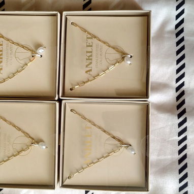 Elegantes tobillera con dije con cristal Swarovski, chapado en oro 18k, NUEVAS EN CAJA - Img 118320161