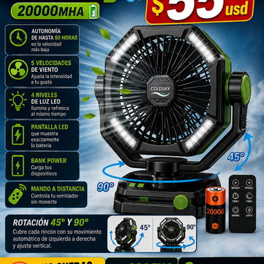 Ventiladores recargables de 20000mAh y 40000mAh - 3/4