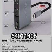 !!HUB Tipo C - Dual HDMI + VGA Salidas: 2 HDMI (Resolución: 4K, 30Hz) / 1 VGA (Resolución: 1080p, 60Hz) / 1 Tipo C!! - Img 45510850