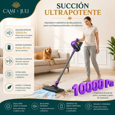 Aspiradora de mano inalámbrica con batería grande y accesorios - 2/6