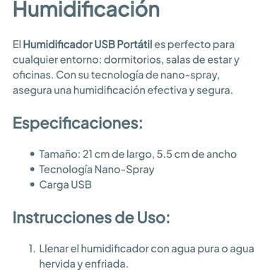Humidificador USB portátil 🌐 - 7/8