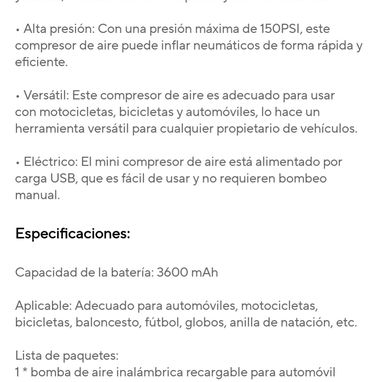 Compresor de aire eléctrico portable con varias funcionalidades ( 50 USD) - 2/4