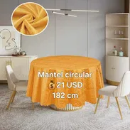 🔖Manteles circulares color dorado y beige - Img 57679911