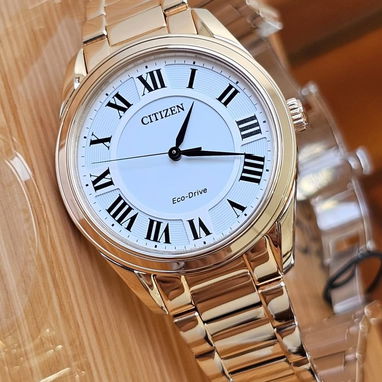 EM0973-55A citizen eco drive woman Arezzo en oro rosa esfera blanca con números romanos negros y un cristal de zafiro - Img 116072146
