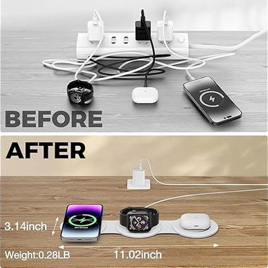 CARGADOR INALÁMBRICO 3 EN 1 MAGNÉTICO PLEGABLE PARA IPHONE APPLE WATCH AIRPODS ENVÍO DISPONIBLE + GARANTÍA - Img 124127025