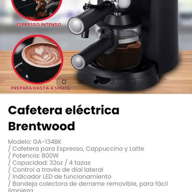 Cafetera eléctrica Brentwood. Cafetera para Espresso, Cappuccino y Latte - 3/5