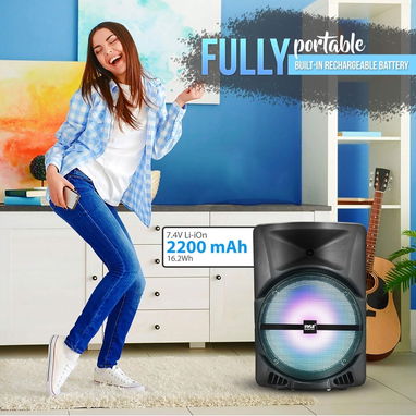 Pyle Sistema de Bocina PA Port谩til Bluetooth 800W - Altavoz DJ con Subwoofer de 12". Entrada USB, SD, AUX y Micr贸fono 馃寪 - Img 127560301