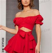 VENDO : Vestido SHEIN de  color rojo ,exactamente como la foto ,talla XS ,nuevo de pqte .lo doy en  3500 cup ,llamar a m - Img 45943251