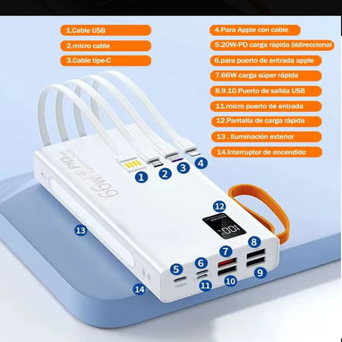 Cargador portátil de 40000 mAh de carga súper rápida de 66w - 3/5