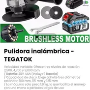 Pulidora inalámbrica - TEGATOK. Batería: 20V 4Ah (Incluye 1 Batería) - Img 56758977