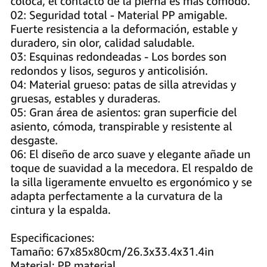 Mecedora moderna, mecedora ovalada en forma de huevo, mecedora de plástico para todo tipo de clima, 130 - 3/3