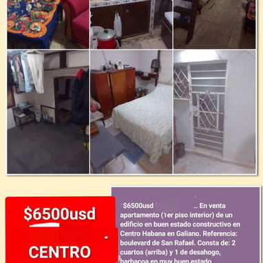 *$6500usd. En venta apartamento (1er piso interior) de un edificio en buen estado constructivo en Centro Haba - Img 121289781