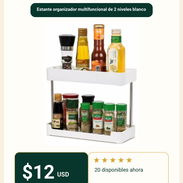 🏠 Estante organizador multifuncional de 2 niveles blanco - Img 56907393