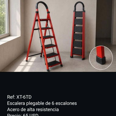 Escalera de mano plegable doméstica, de 3 pasos, 4 pasos y 6 pasos, de colores y diseños elegantes, ligeras o robustas. - 2/5