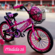 Bicicletas 16 casco de protección pomo de agua y cesta,azul,rosada y roja para niñas y niños de 4 a 8años nuevas en caja - Img 58194172
