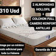 2 ALMOHADAS HOLLOFIL + COLCHON FULL CAMERO KONFORT ANTILLAS, Garantía de 1 mes, Entrega por un mínimo costo adicional - Img 54657190