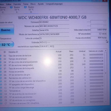💾 Disco Duro WD Red 4TB para NAS/DVR - ¡Casi nuevo! Solo 904 horas de uso. ✅ ESTADO IMPECABLE: • Solo 904 horas reales - Img 120026399