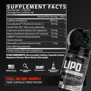 Lipo 6 HADCORE (Maximo Quemador) (Nutrex) 60cap-60serv - Img 117395331