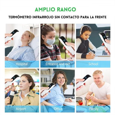 🌡️👶🧑‍⚕️ Termómetro Digital Infrarrojo Sin Contacto – Frente, LCD, Alarma de Fiebre, Lectura Instantánea ℃/℉ - 6/8