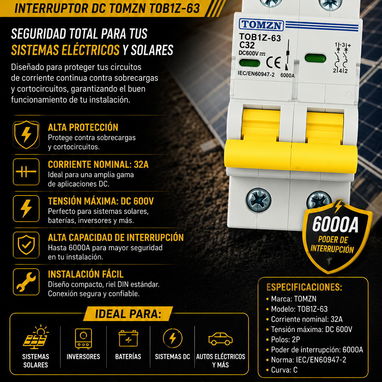 Breaker TOMZN DC de 32 Amph ( corriente directa ) - 2/3