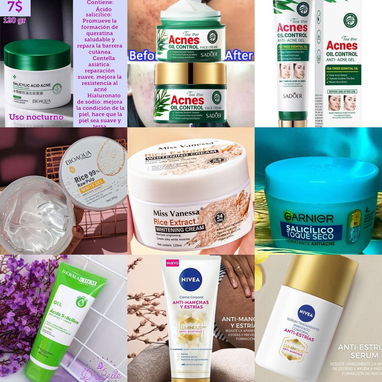✅ cremas faciales y corporales skincare de todo tipo mas de 50 modelos, arrugas, acne, hialuronico, manchas, melasma ✅ - 6/8