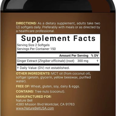 Extracto de Jengibre con Aceite MCT 300mg (NatureBell · 300 cápsulas blandas) - 5/9