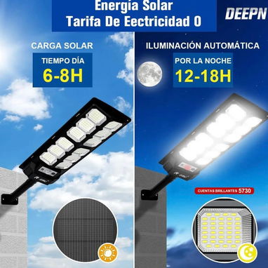 Lampara solar de  exterior 680w con sensor de movimiento, mando a distancia y accesorios de montaje. - 2/5