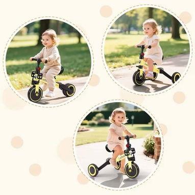 Triciclo Convertible 3 en 1 para niñas color rosado - 2/5