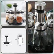 🛒 Organizador de condimentos – set de 6 pomos de vidrio con base giratoria - Img 57947245