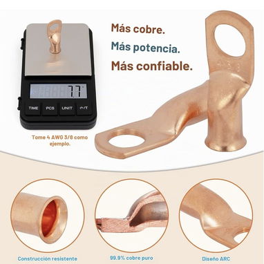 Kit de Terminales de Cobre 4 AWG 3/8 M10 - 5/5