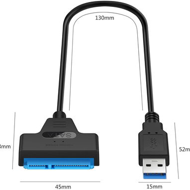 Cable adaptador USB 3.0 a SATA para HDD y SSD de 2,5 pulgadas, convertidor de disco duro, compatible con laptop, - 8/10