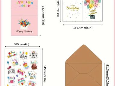 Tarjetas de cumpleaños con sobres y pegatina - Img 67661067