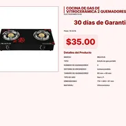 COCINA DE GAS DE VITROCERÁMICA 2 QUEMADORES VPT#-0092 - Img 55219202