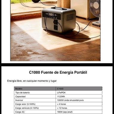 Estación de carga con inversor Dawang C1000, 1120 Watts hora y 1500 de pico bateria LIPO4 - Img 123030833