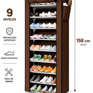 Zapateras de 9 niveles cubiertos de lona para proteger los zapatos del polvo en 24 USD - 5/5