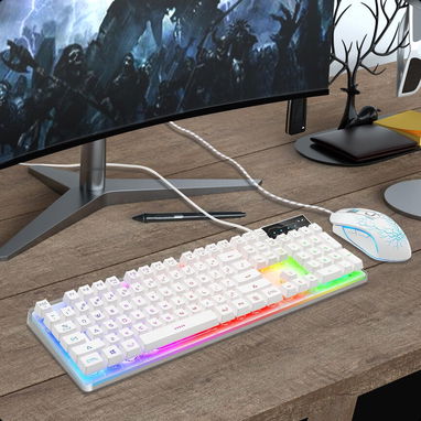 (X) MageGee K1 Combo Gamer Teclado RGB Retroiluminado + Mouse Gaming USB 104 Teclas para PC y Laptop - Img 126472035