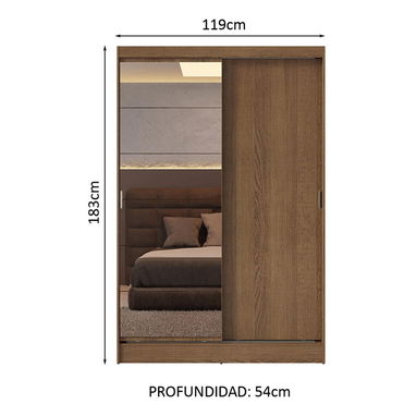 Closet Madesa 2 puertas corredizas 1 puerta con espejo marron luke - 2/4