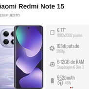 Redmi Note 15, 6/128 8/256 nuevo, sellado en su caja con garantía. Lea detalles - Img 54560316