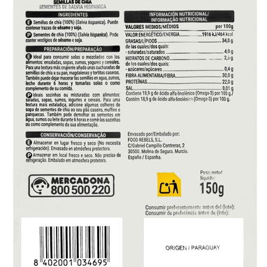 Semillas de chía 150g - Img 114414849
