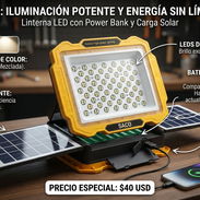 Lámpara con alimentación dual (por cable + solar). Con powerbank incorporado + 3 paneles solares. - Img 55737902
