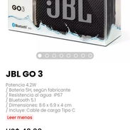 JBL GO 3. Potencia 4.2W. Batería 5H, según fabricante. Nuevo - Img 52909467