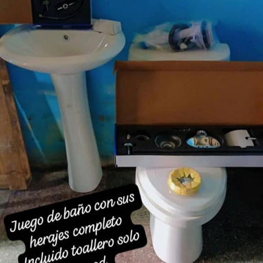 Juegos de baños con pedestal y sin pedestal , duchas mescladora , pilas de agua mezcladoras , tazas monaliticas ,ect - Img 122742619