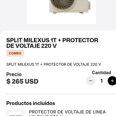 SPLIT MILEXUS 1T + SOPORTE/ +PROTECTOR DE VOLTAJE - Img 122669179