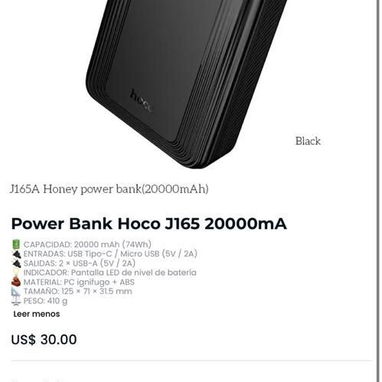 Power Bank Hoco J165 30000mA 0KM SELLADO CAJA GARANTIA SOMOS TIENDA FISICA MODELOS DE 10,20 MIL MAH SI DESEA AL WHATSA - Img 111845318