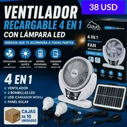Ventiladores recargables 4en1. Con panel solar y 2 bombillos. - Img 56418613