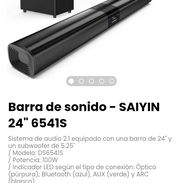 Barra de sonido - SAIYIN 24" 6541S. Incluye transformador, cable óptico, cable auxiliar 3.5mm y kit de montaje en pared - Img 54458924