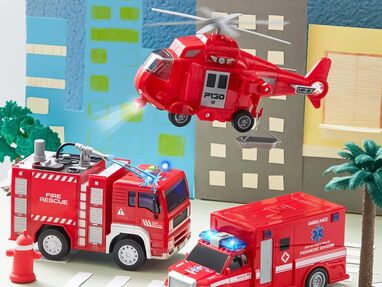 ✅ Combo: Bomberos +  Helicóptero + Ambulancia, luces y sonidos, x fricción✅ Juguete niño NEW - Img 64144129